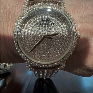 COACH-DELANCEY CARNATION ROSE GOLD PAVE BRACELET WATCH